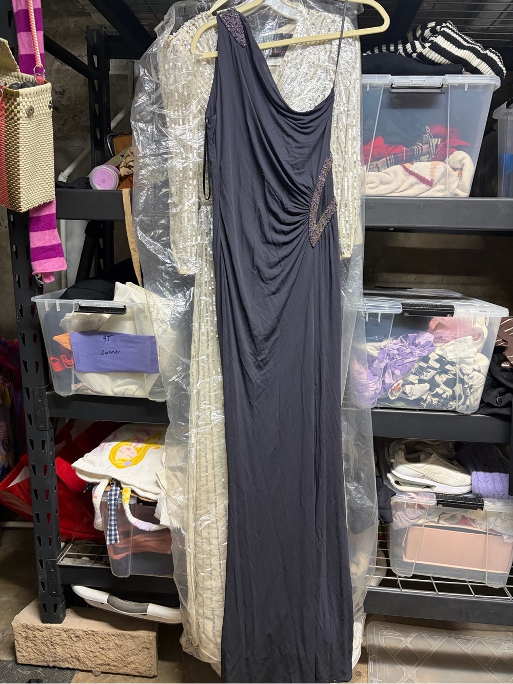 Roberto Cavalli Black One-Shoulder Draped Evening Gown - Picture 3 of 5